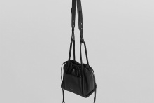 real leather square bottom drawstring 2way bag