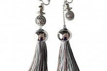 lility tassel earring -Gray-