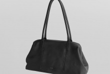 real leather long frame soft bag