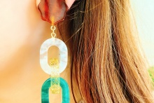 O/OVAL / イヤリング CHAIN EARRINGS【ER-036】BROWN 金属アレルギー対応