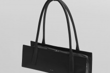 real leather rectangle low & wide bag