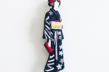 LM (エルム) / ブローチ 着物女子 / 立体刺繍アクセサリー ブラック