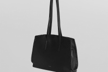 real leather lace up tote bag