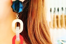 O/OVAL / ピアス CHAIN EARRINGS【ER-036】RED MIX 金属アレルギー対応