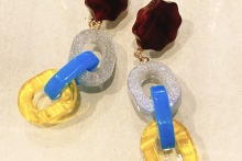O/OVAL / イヤリング CHAIN EARRINGS【ER-036】YELLOW MIX 金属アレルギー対応