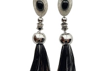ellipse tassel earring -Black-