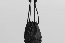 real leather drawstring mesh switing bag