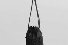 real leather smocking details drawstring octagon bag