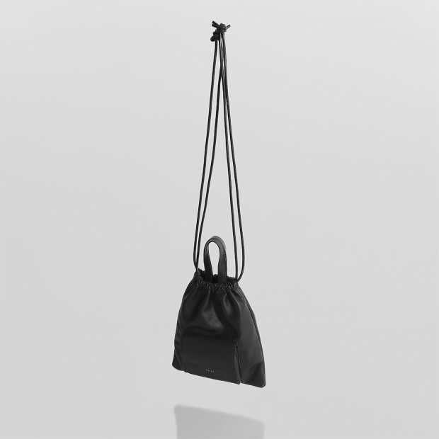 real leather drawstring shoulder bag