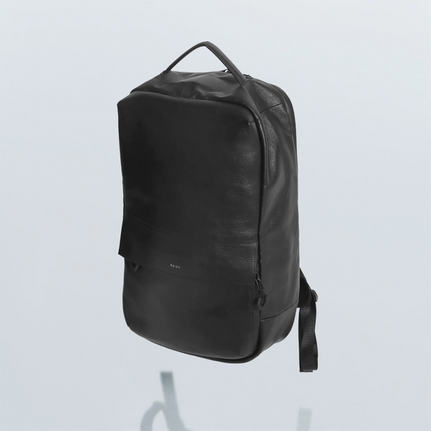real leather square flap back pack