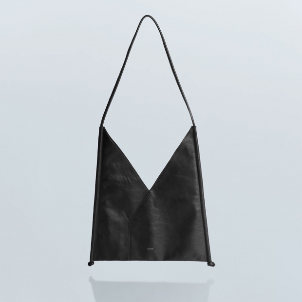 real leather onehandle tote triangle bag