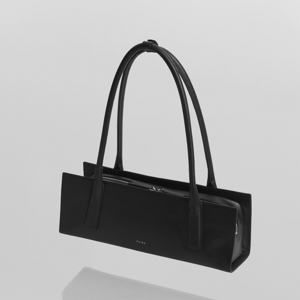 real leather rectangle low & wide bag