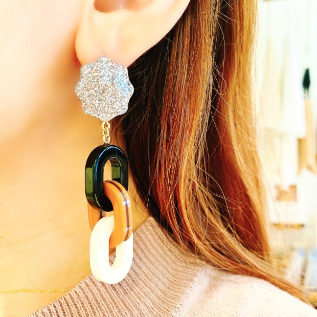 O/OVAL / ピアス CHAIN EARRINGS【ER-036】SILVER 金属アレルギー対応